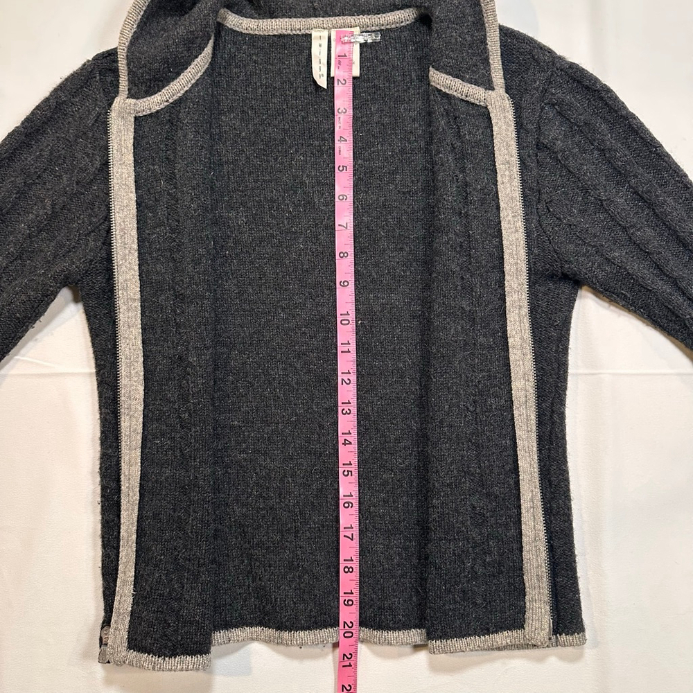 VTG 90s Twiggy Lambswool Hooded Zip Cardigan Minimal Knit Sweater | XS/S - Picture 9 of 11